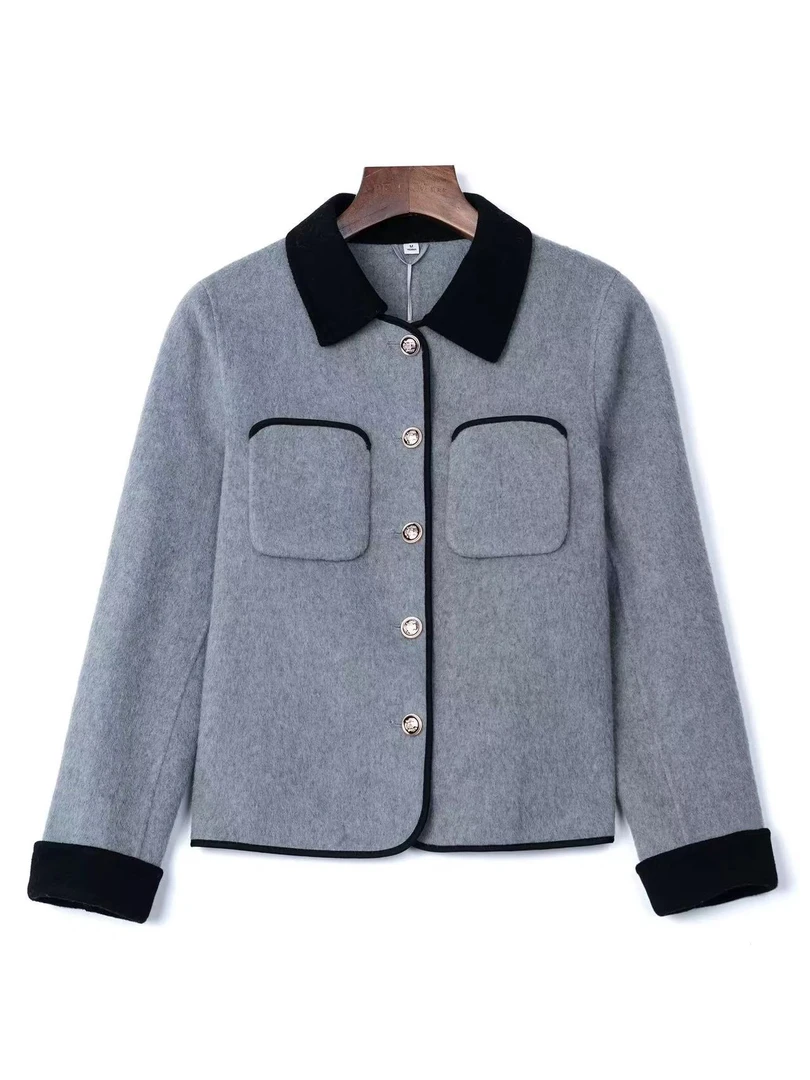 D 4155双面加厚时尚气质韩版款秋冬双面呢