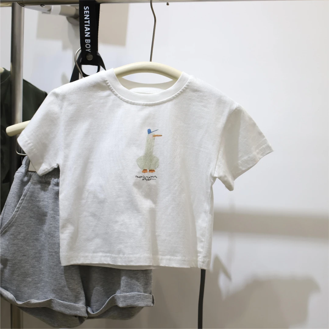 男女童大鹅夏季新款中小童短袖T恤