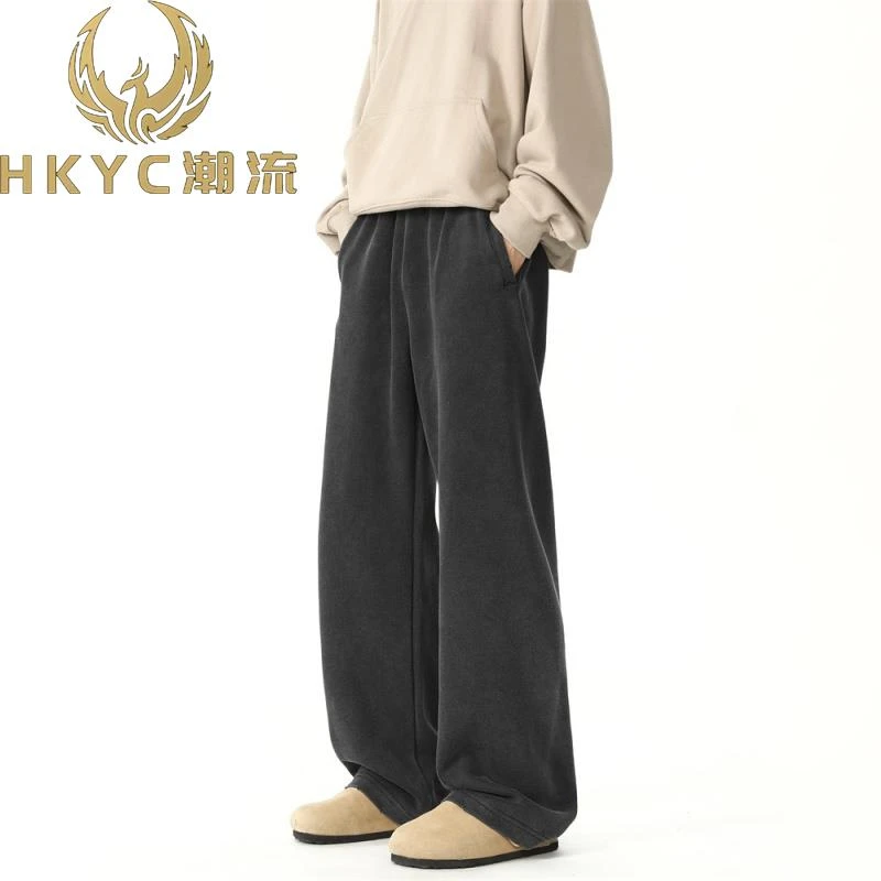 HKYC水洗黑弯刀卫裤男秋冬复古潮牌宽松休闲裤马吉拉重磅运动长裤