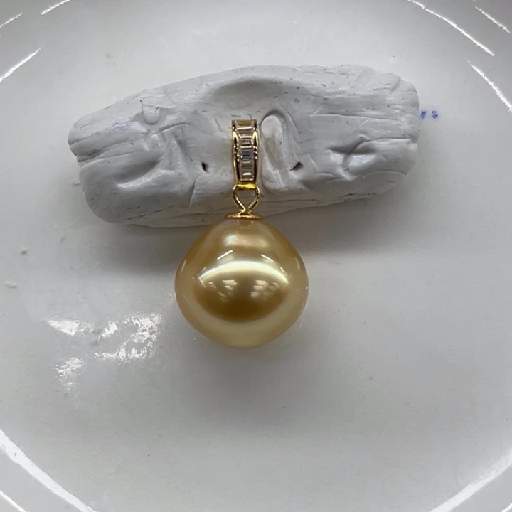 银S925镶嵌吊坠(不含链)海水珍珠13-14m