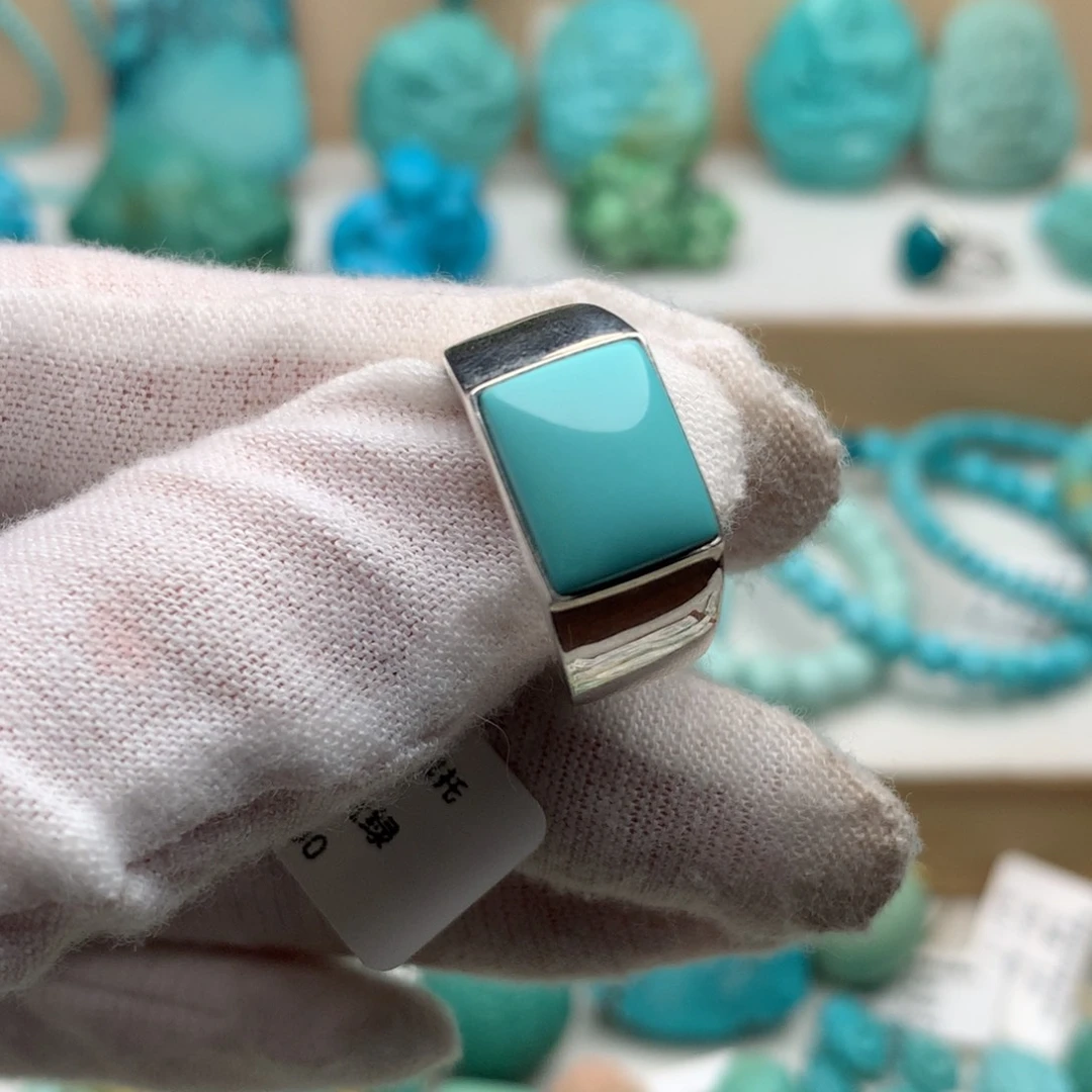 绿松石银S925镶嵌珠宝奇石9.6mm