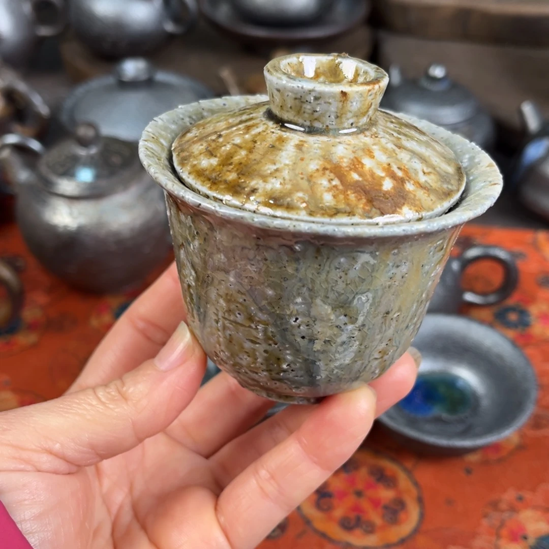 柴烧茶器主人杯杯柴烧瑕