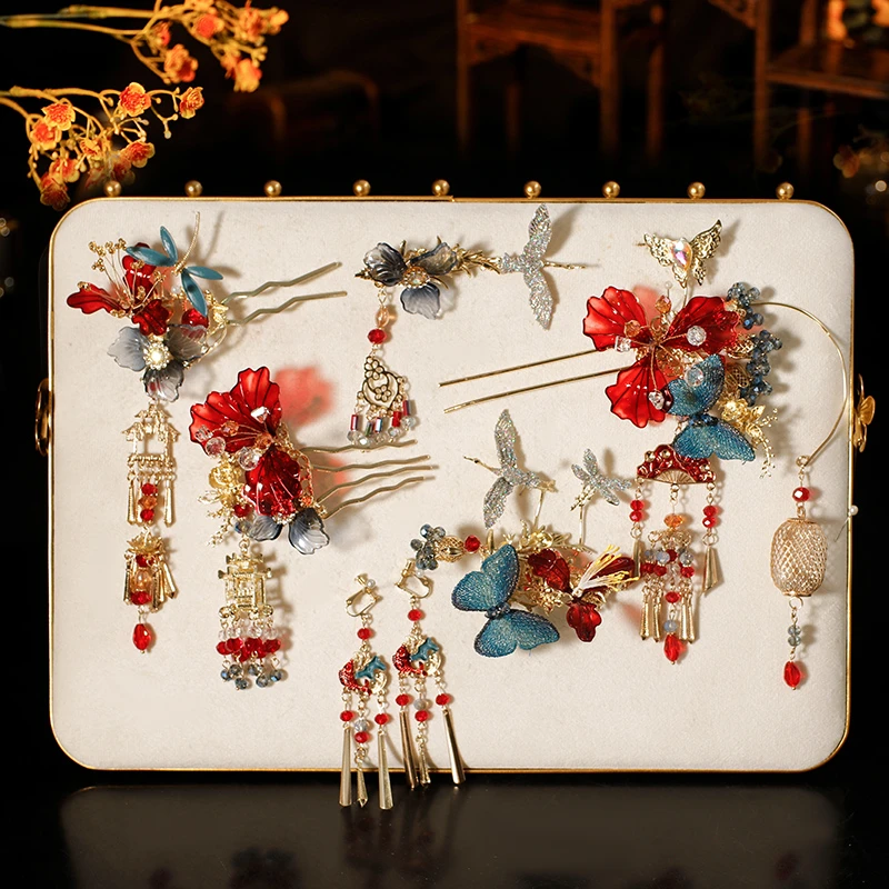 秀禾头饰2025新款新中式流苏步摇灯笼古风古装发饰新娘头饰简约