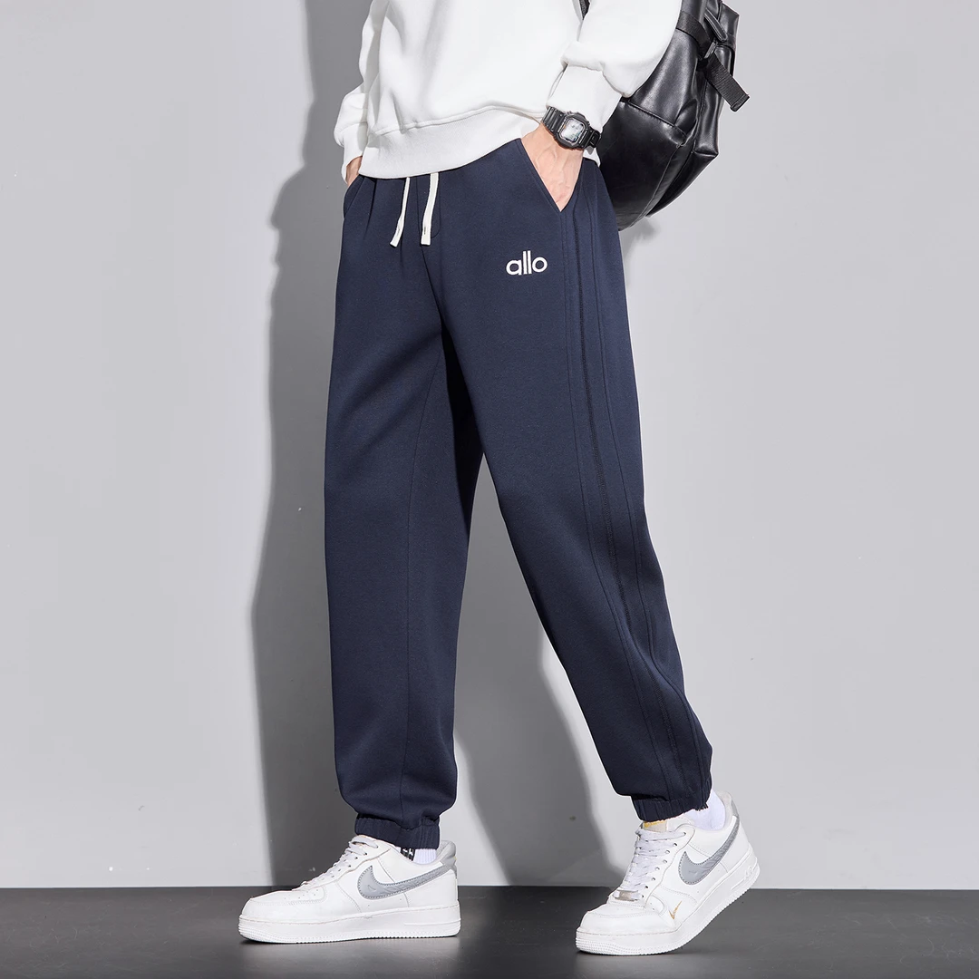 秋冬男士运动裤宽松休闲裤子2025新款万针时尚刺绣束脚卫裤男长裤