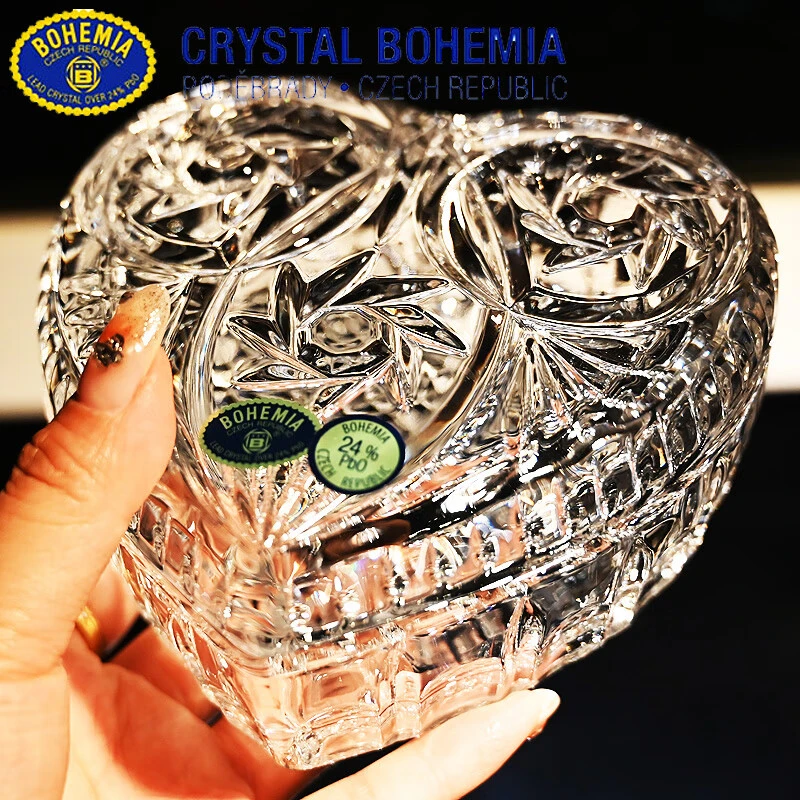BOHEMIA捷克进口水晶玻璃收纳盒高档珠宝耳饰首饰盒轻奢摆件