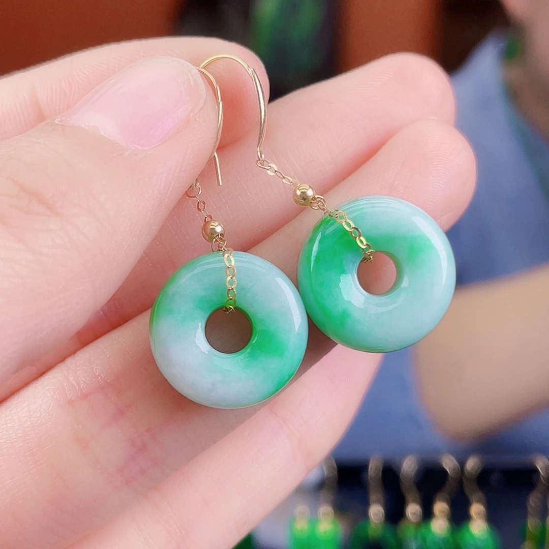 翡翠18K金镶嵌耳饰