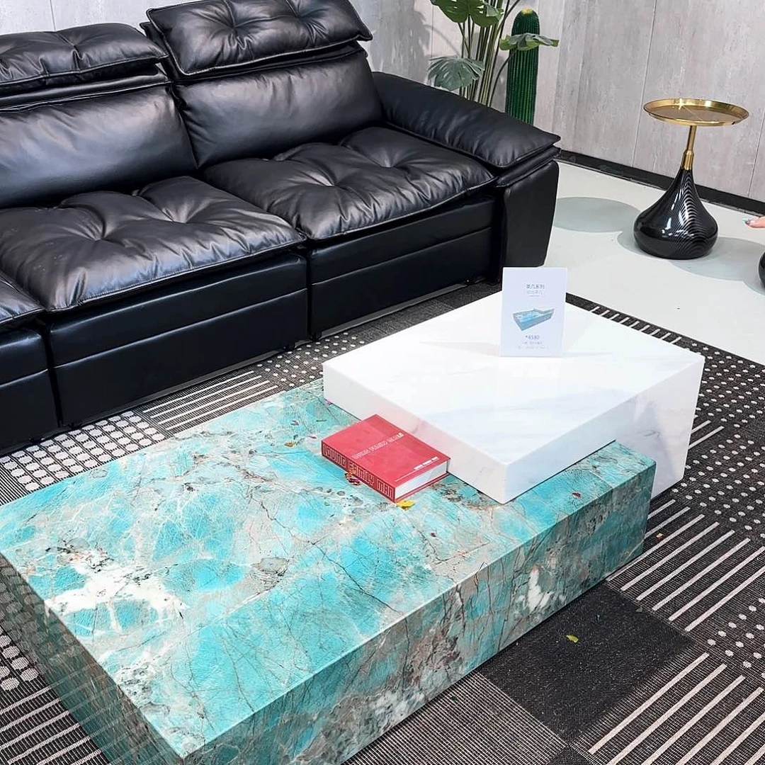 大理石落地高低组合7字茶几全套大理石 颜色联系客服 运费自理