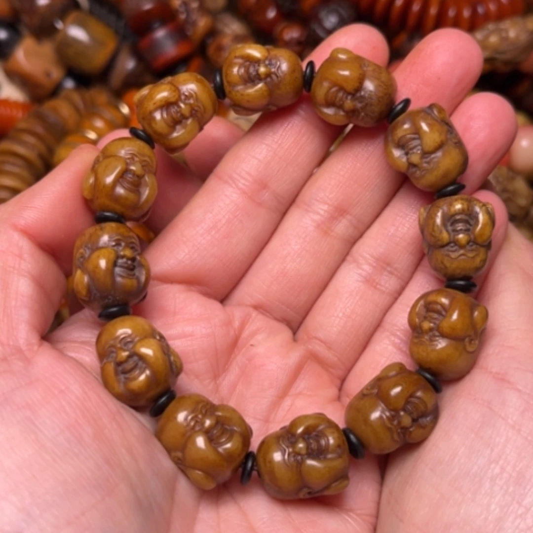 【闪购商品】牛骨手串/手链牛骨原色弥勒佛16×14×12颗