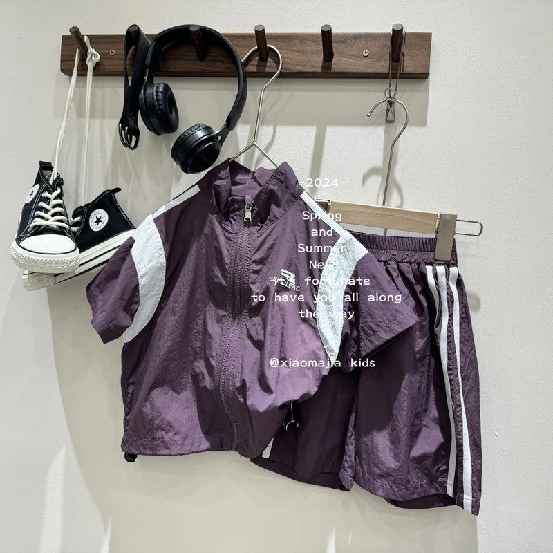 杰米熊【3490人收藏】儿童夏季防晒衣套装男童休闲短袖短裤套装百搭