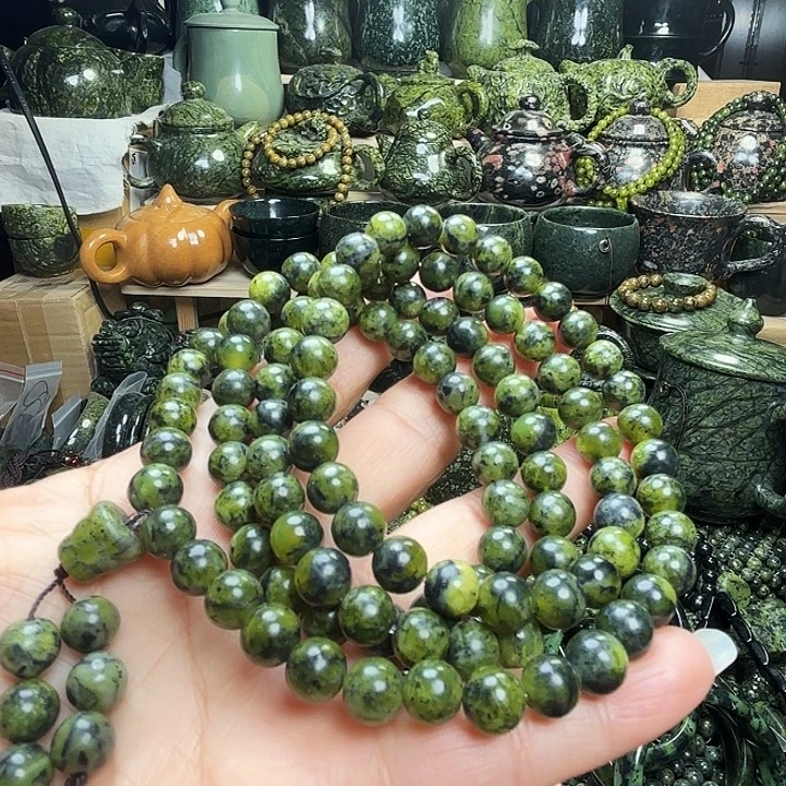 蛇纹石玉未镶嵌珠宝半成品藏玉药王石福利款0.8 108颗