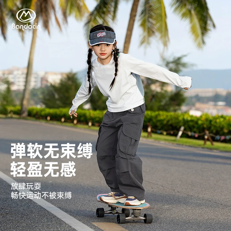 BANDOCIN/半度闲2025春季男女童新款户外出行运动透气柔软圆领T恤