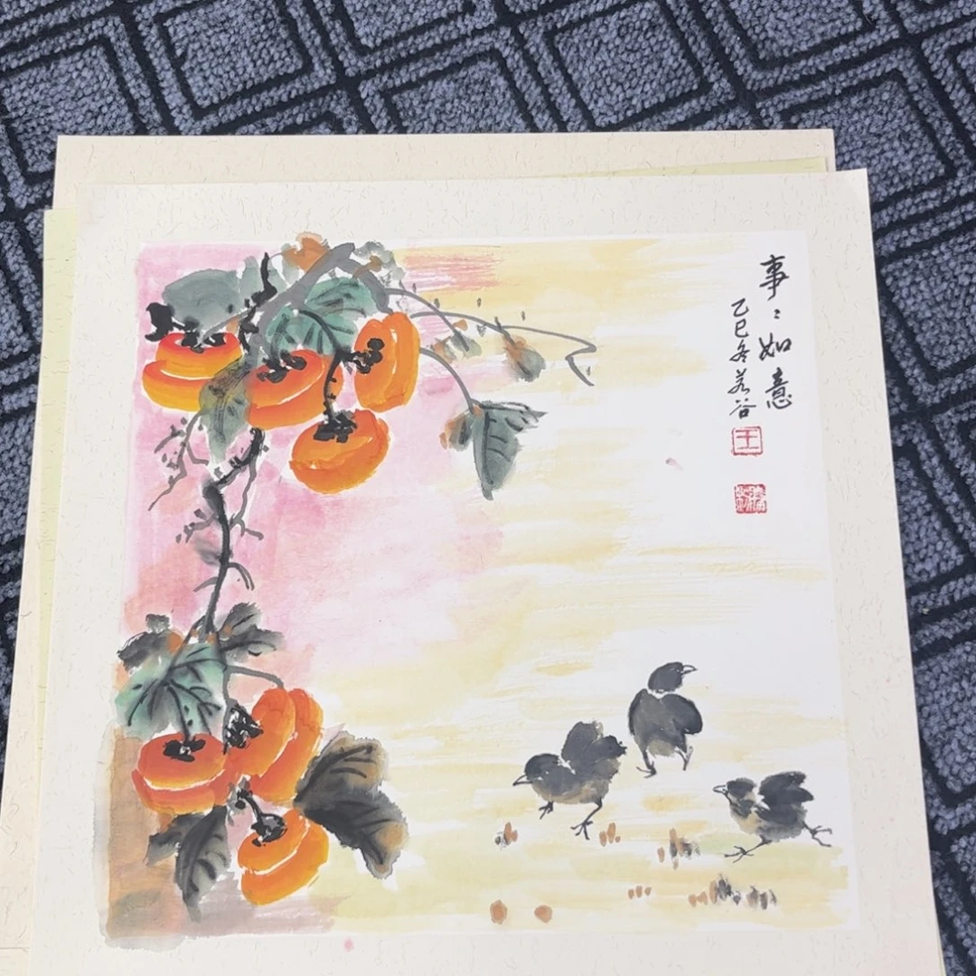 国画三尺斗方花鸟s