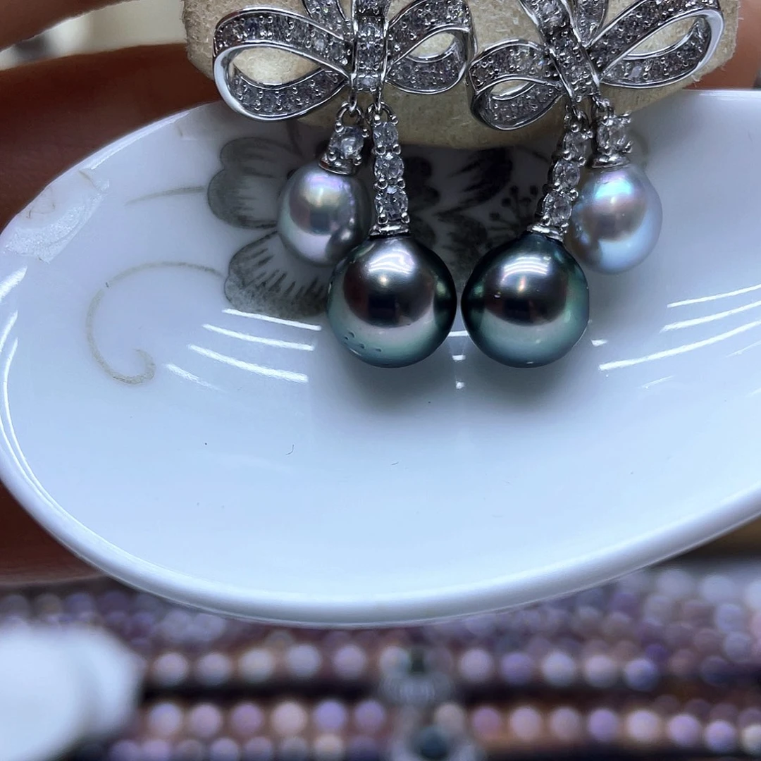 海水珍珠耳饰银S925镶嵌