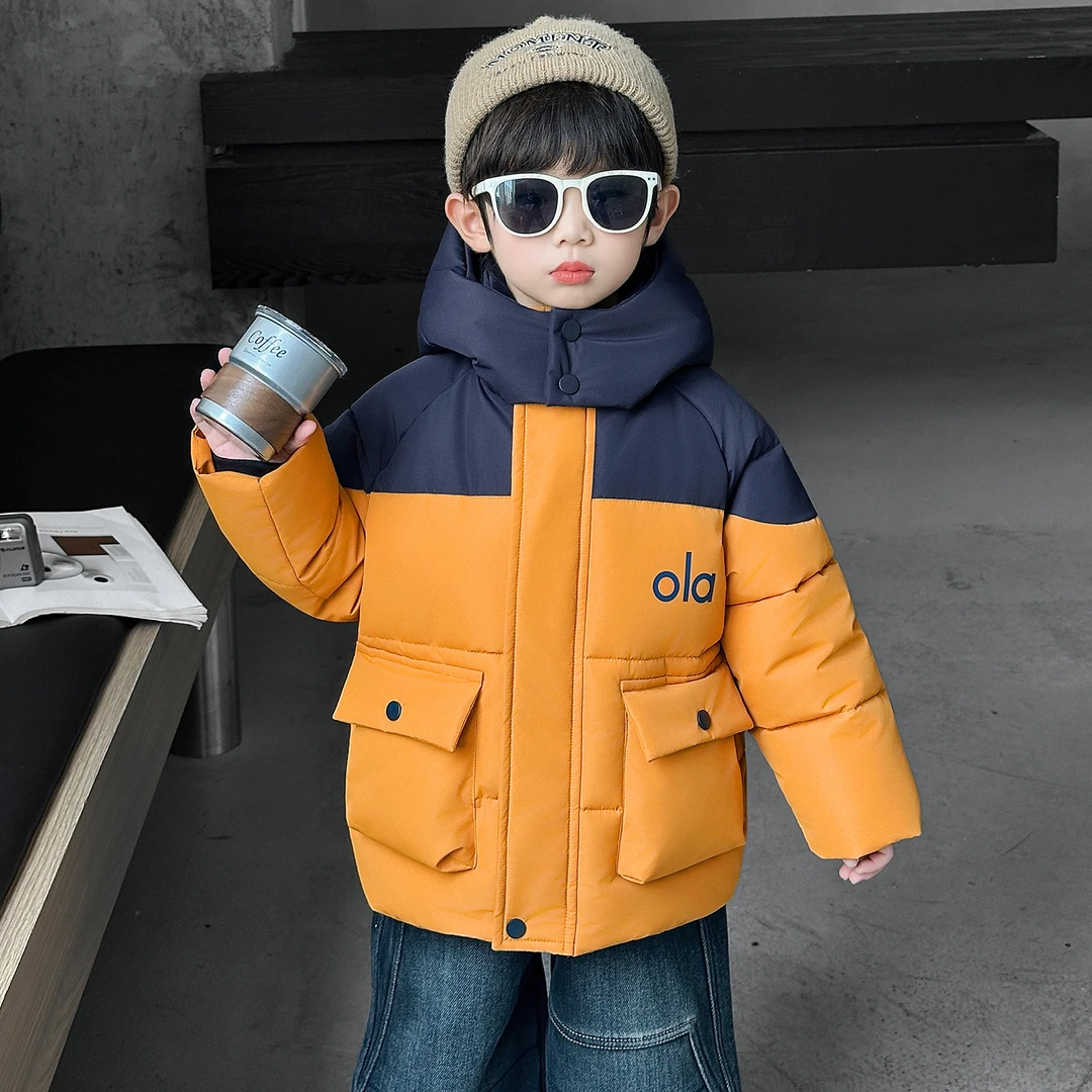 男宝宝冬季加绒加厚连帽棉衣韩版酷帅小男童洋气棉袄外套韩范潮童