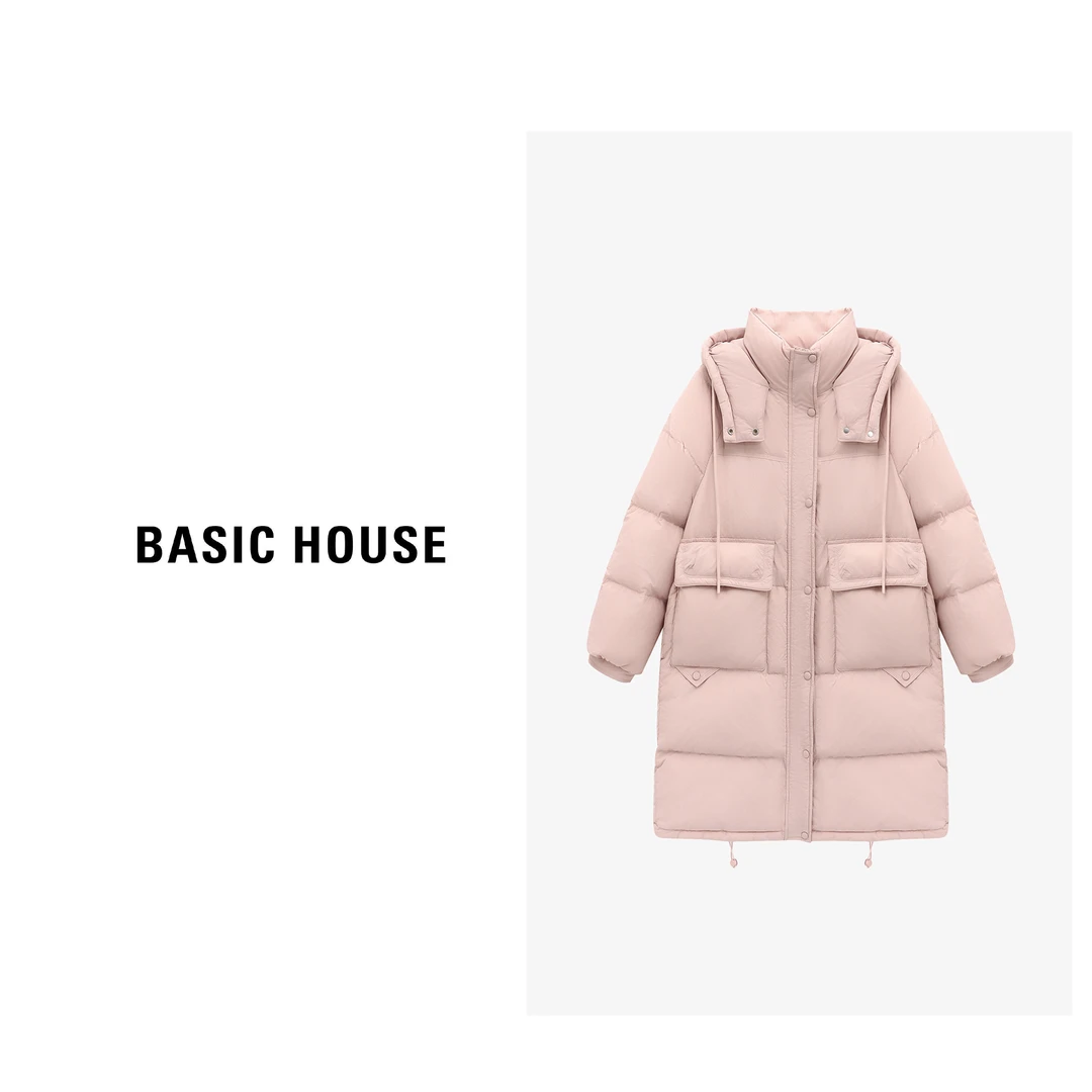 Basic House/百家好连帽长款秋冬保暖显瘦加厚羽绒服-B0625B5HZZ2