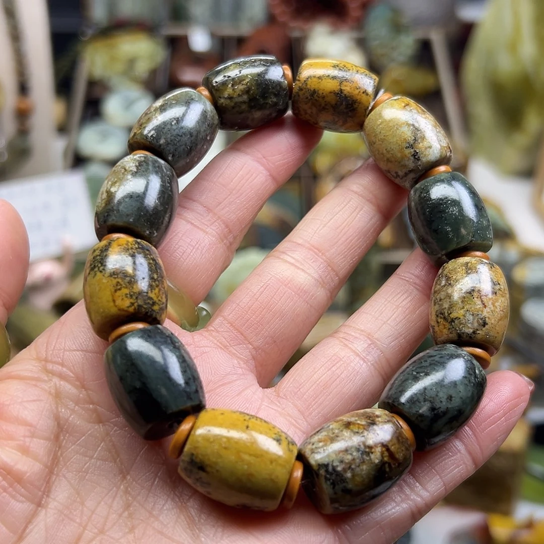 岫岩河磨玉（透闪石质玉）未镶嵌颈饰河磨玉手串有瑕卡16