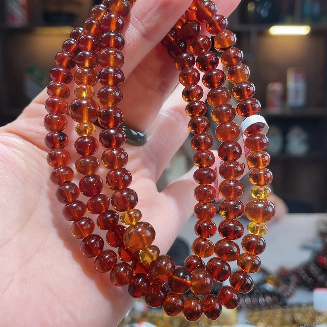 琥珀未镶嵌手链7m血