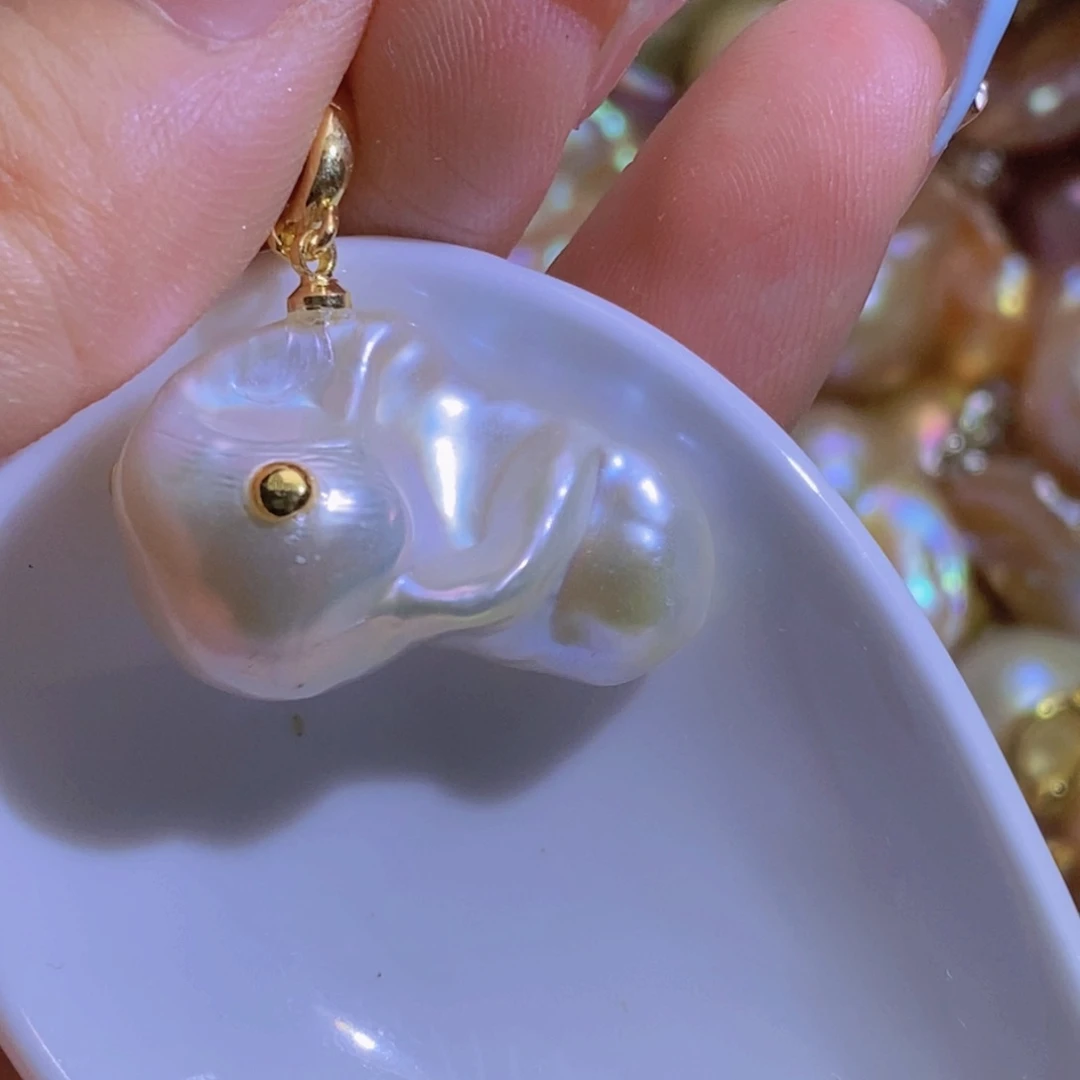 银S925镶嵌淡水珍珠天然淡水珍珠