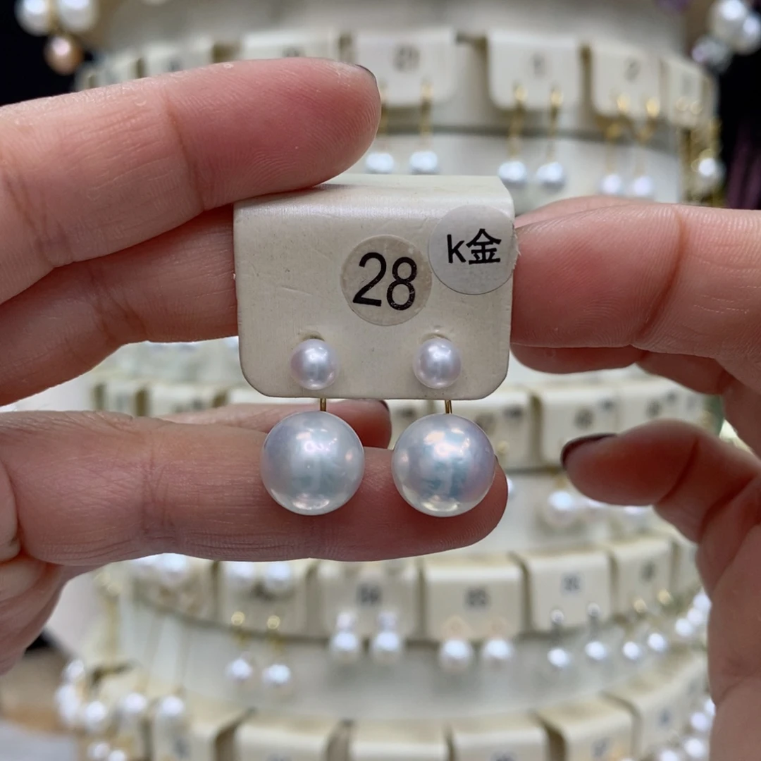 18K金镶嵌淡水珍珠耳饰