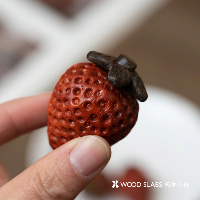 可爱草莓原木盖置 单个