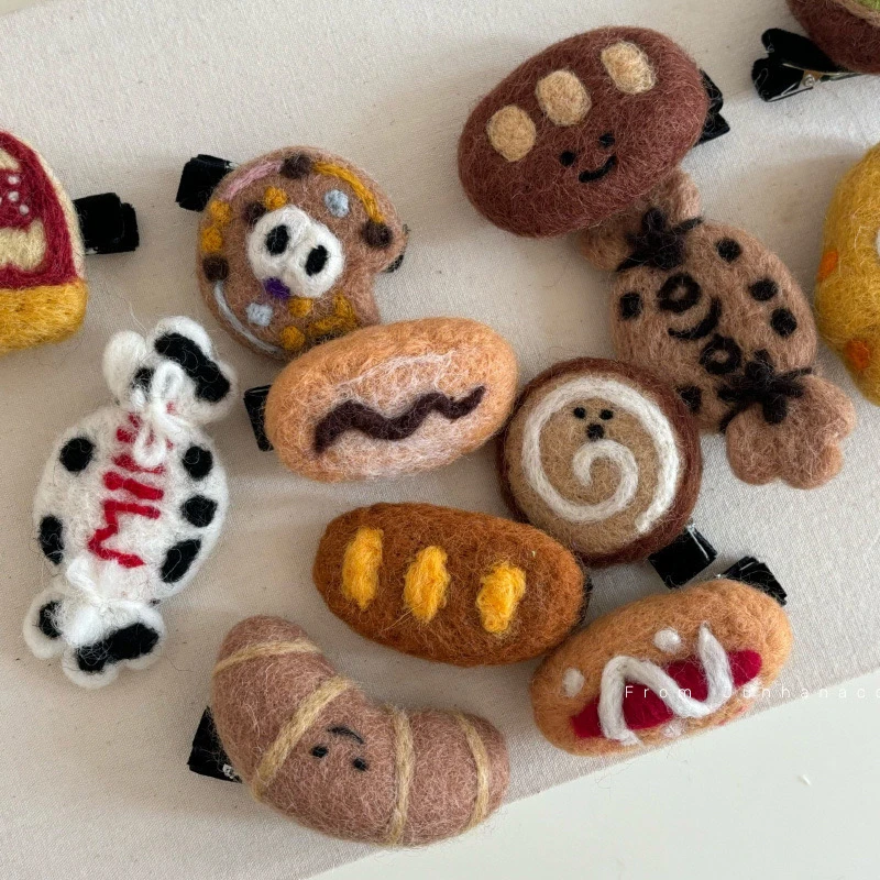 羊毛毡咖色发夹女网红夹子侧边刘海夹bb夹头饰少女心卡通发卡发饰