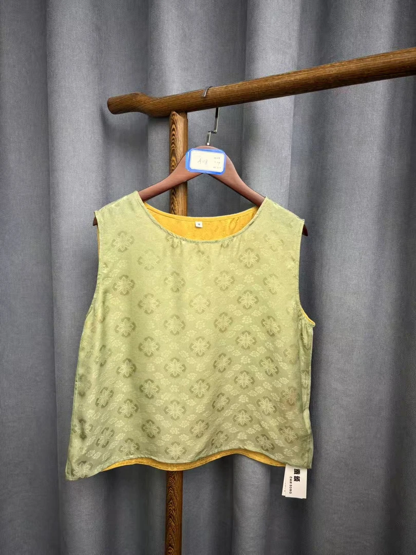 背心上衣时尚宽松型休闲风气质夏季提花无袖A118