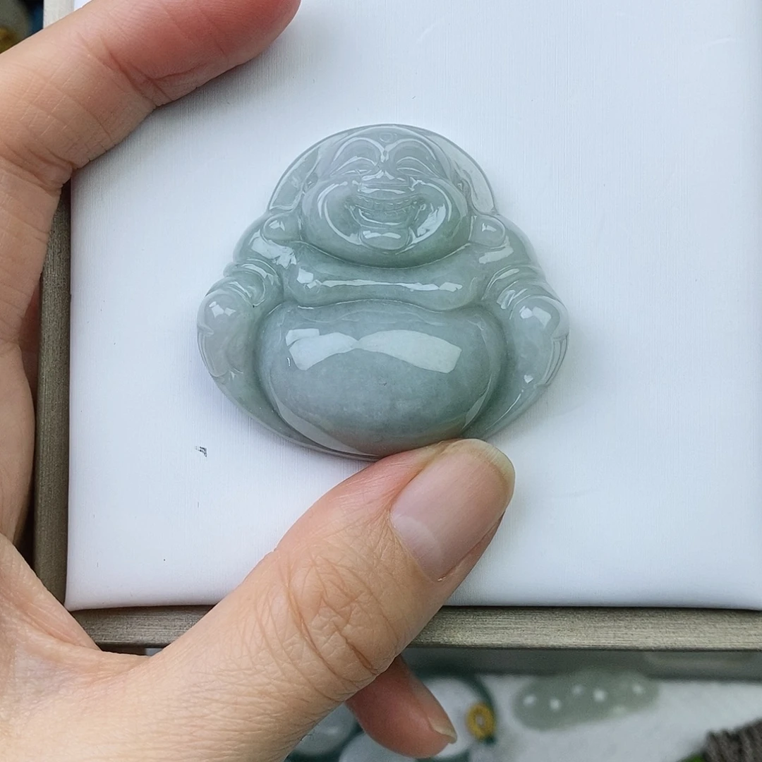 三***月翡翠未镶嵌颈饰佛公