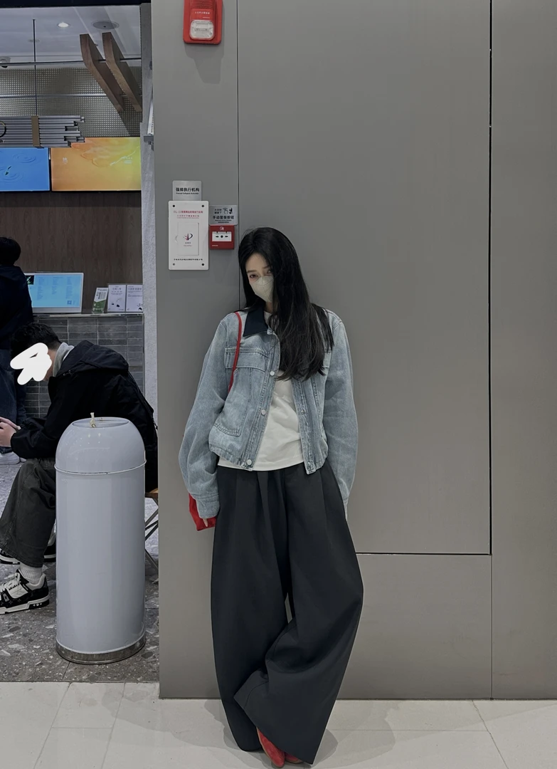 小花同学【春日剧本】拼接翻领牛仔外套