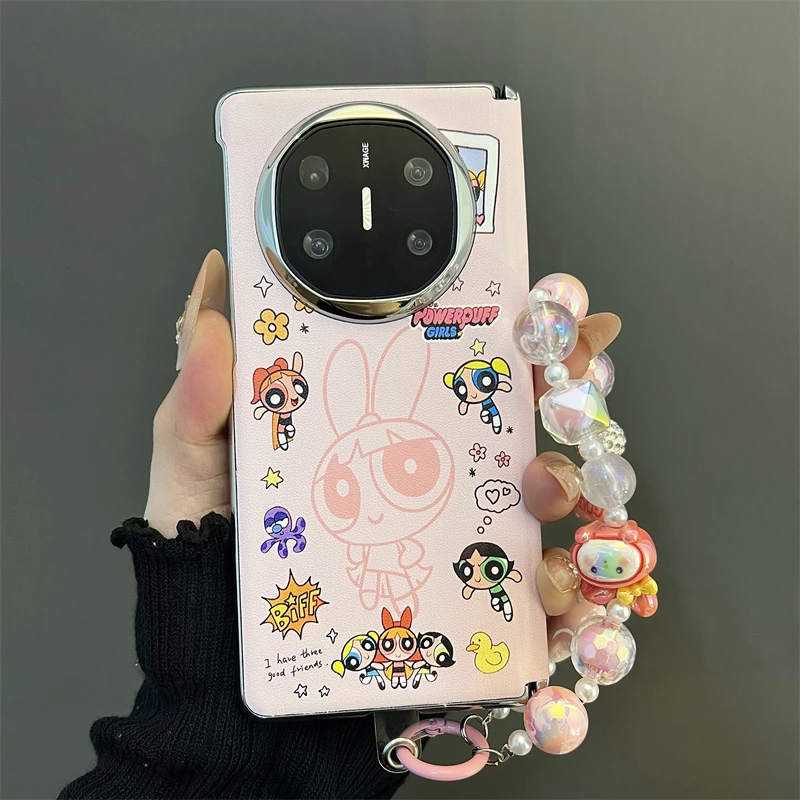 粉色线条小女警适用华为matex6/x5典藏版手机壳折叠屏oppofindn5