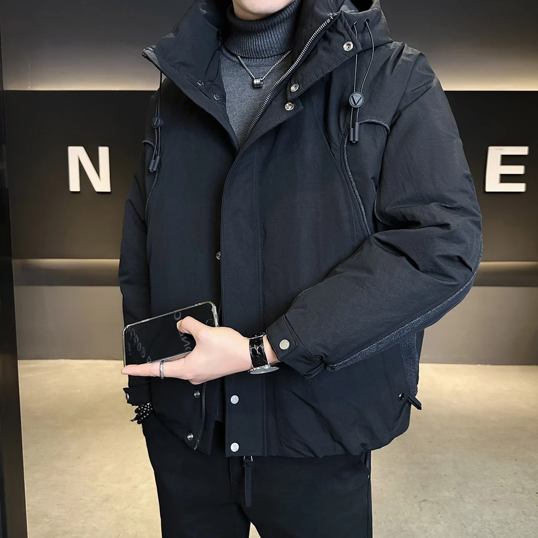 90鹅绒羽绒服男冬季2025新款加厚连帽高级感潮牌冬装防寒保暖外套