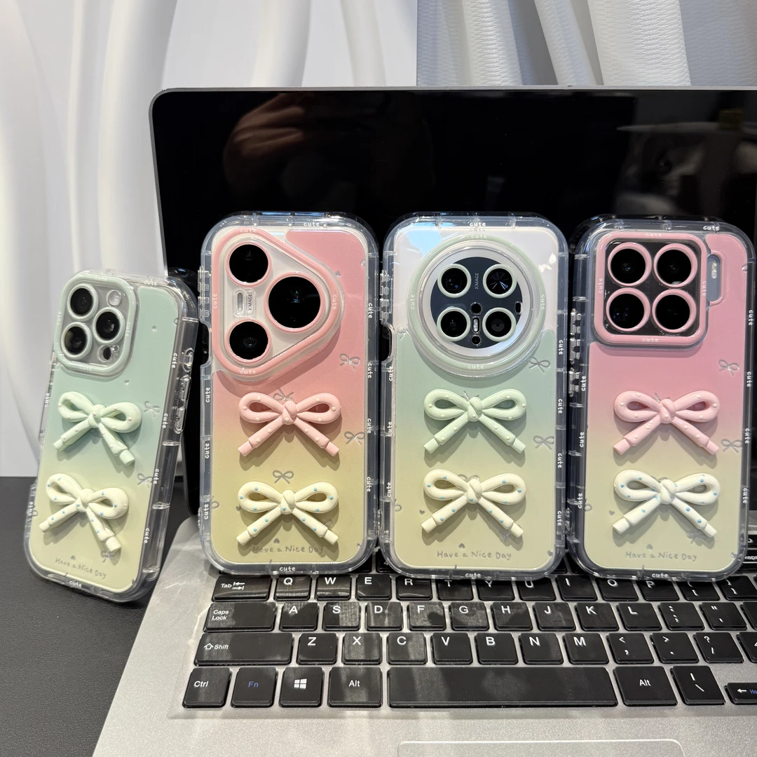 渐变蝴蝶结适用苹果/华为/荣耀/OPPO/VIVO/小米手机壳防摔