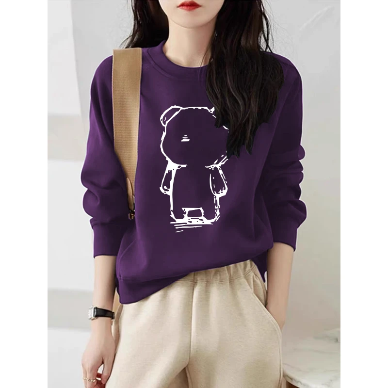 圆领套头打底衫加绒加厚卫衣女2025秋冬新款宽松韩版外套春秋薄款