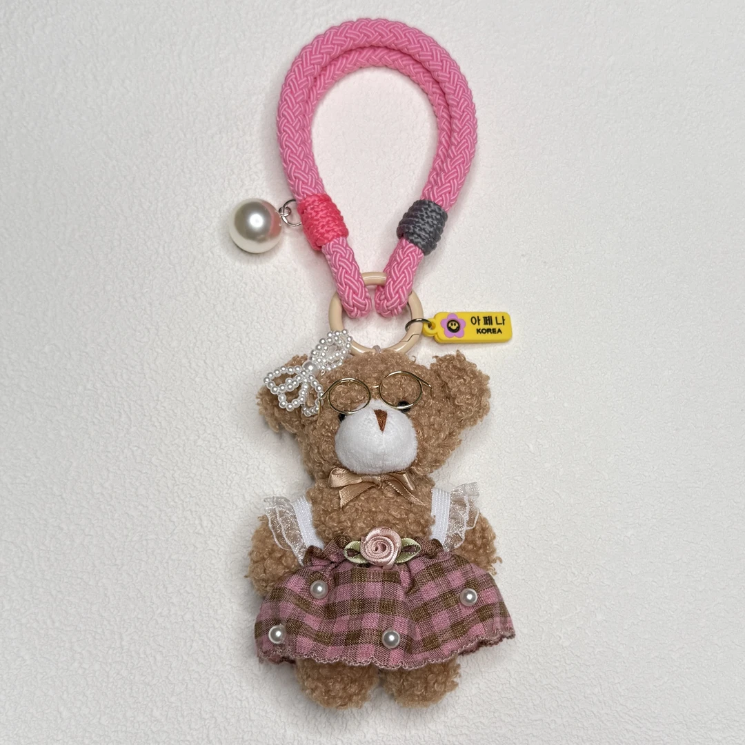 A.FLORE韩国原创手工可爱包包挂件挂饰花朵格子吊带裙眼镜小熊