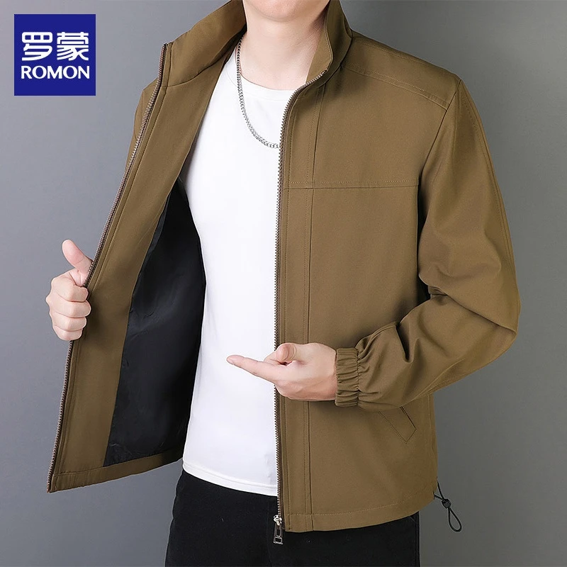 罗蒙男士夹克薄款春秋新款潮流立领上衣服宽松休闲运动外套男装