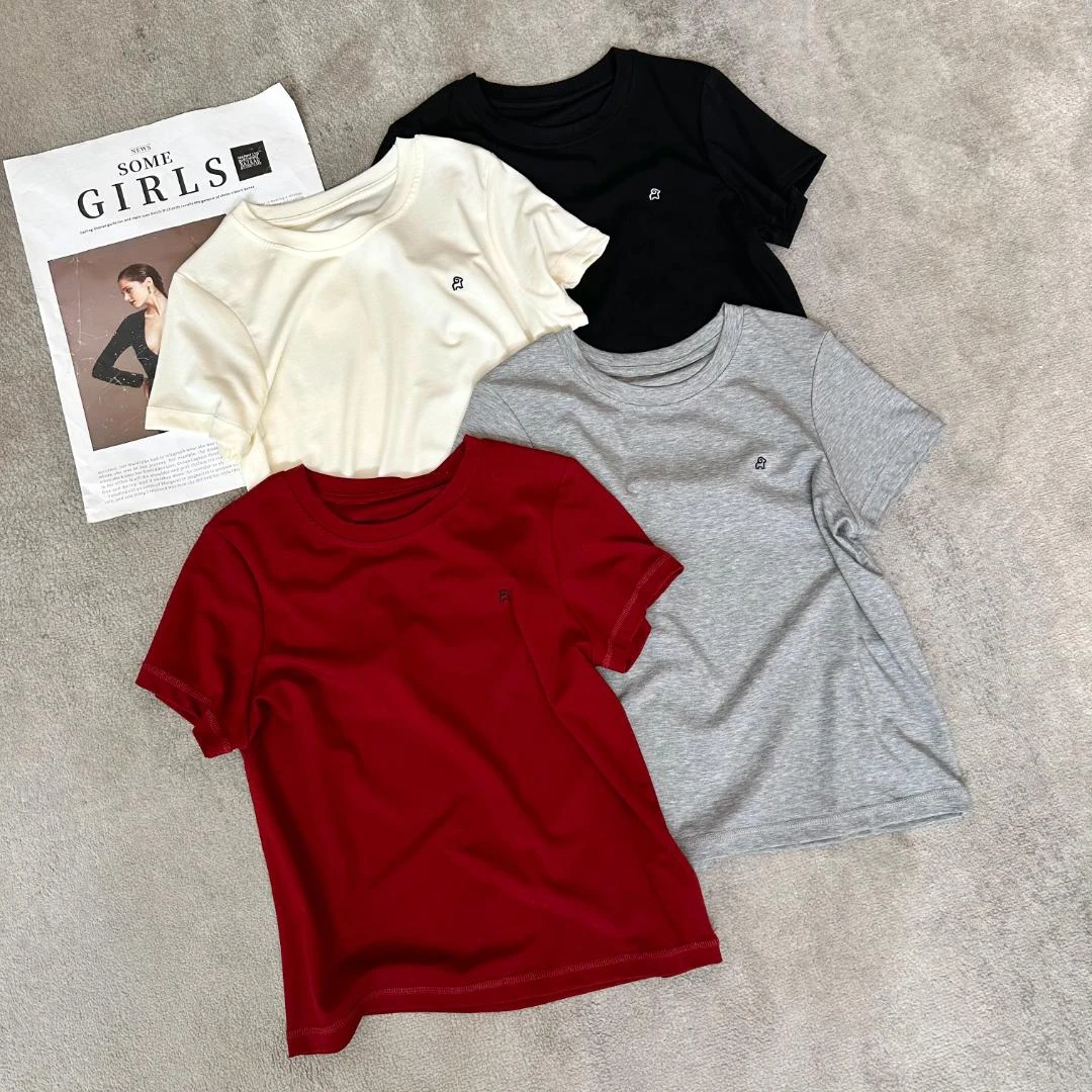 【米可家】91莱赛尔天丝小羊刺绣短袖T恤042510