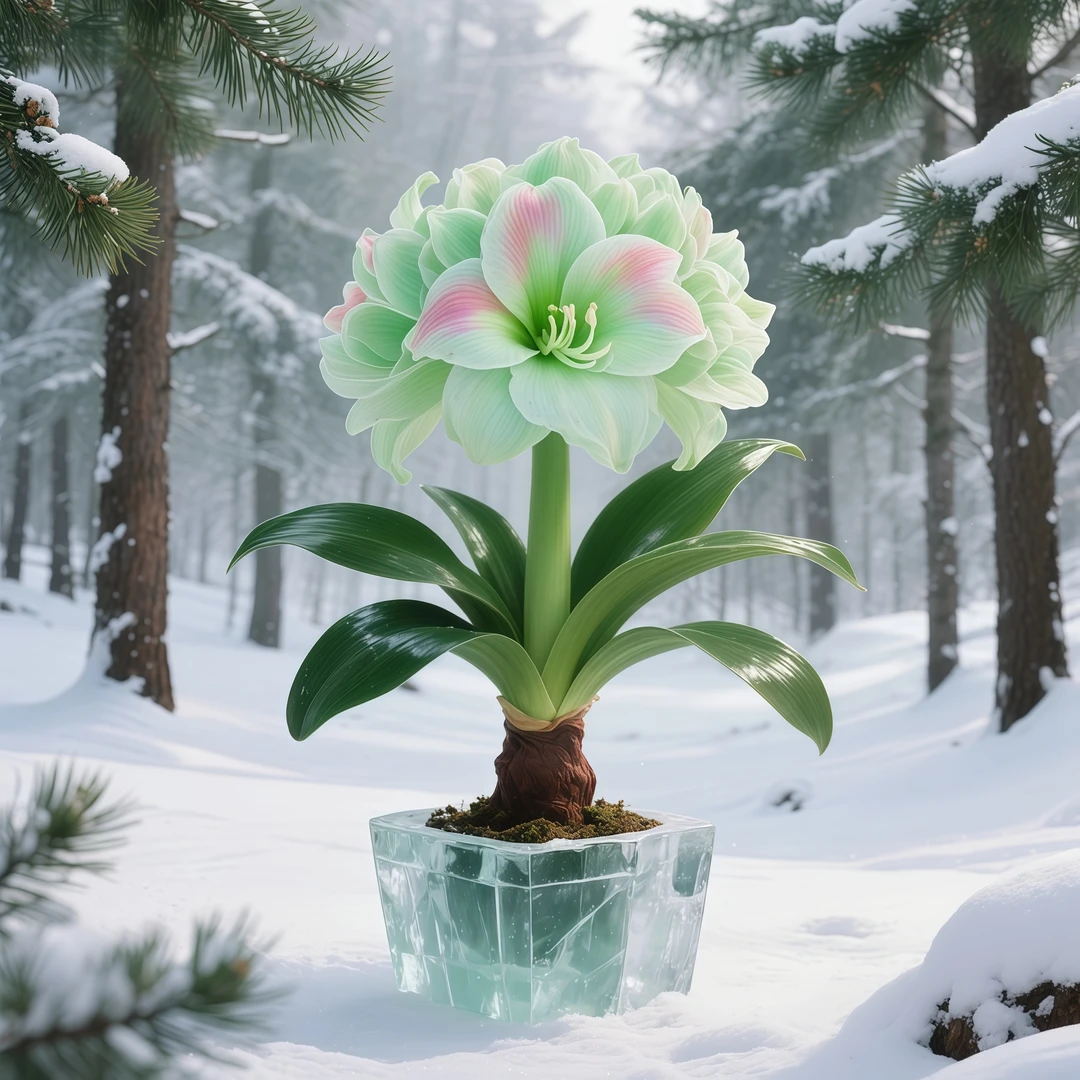 新品种【灵霜绿】朱顶红盆栽室内外花卉重瓣好养活种球植物绿植大花