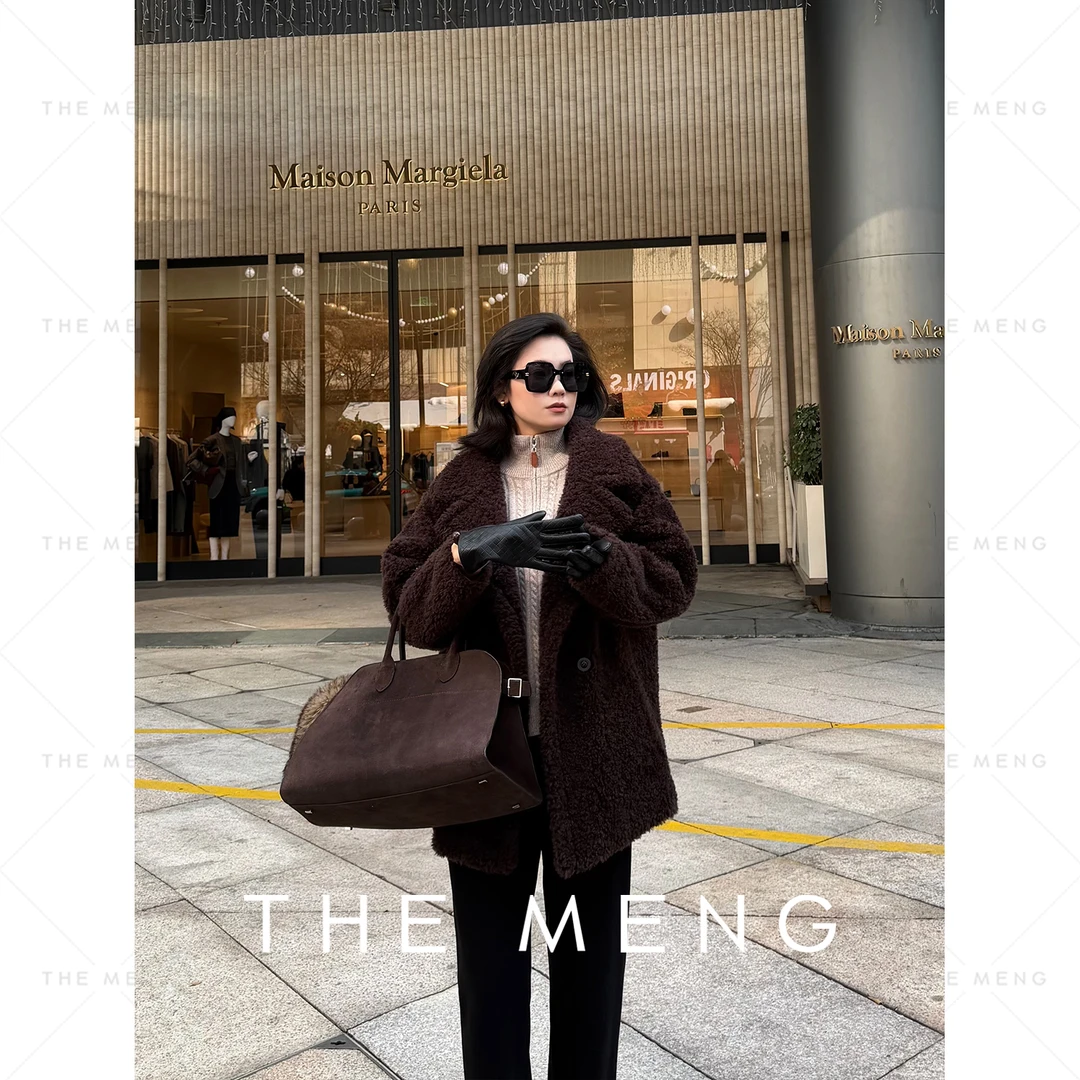 THE MENG【泰迪】高克重羊剪绵羊毛圈圈毛草草翻领短外套#M254A2023
