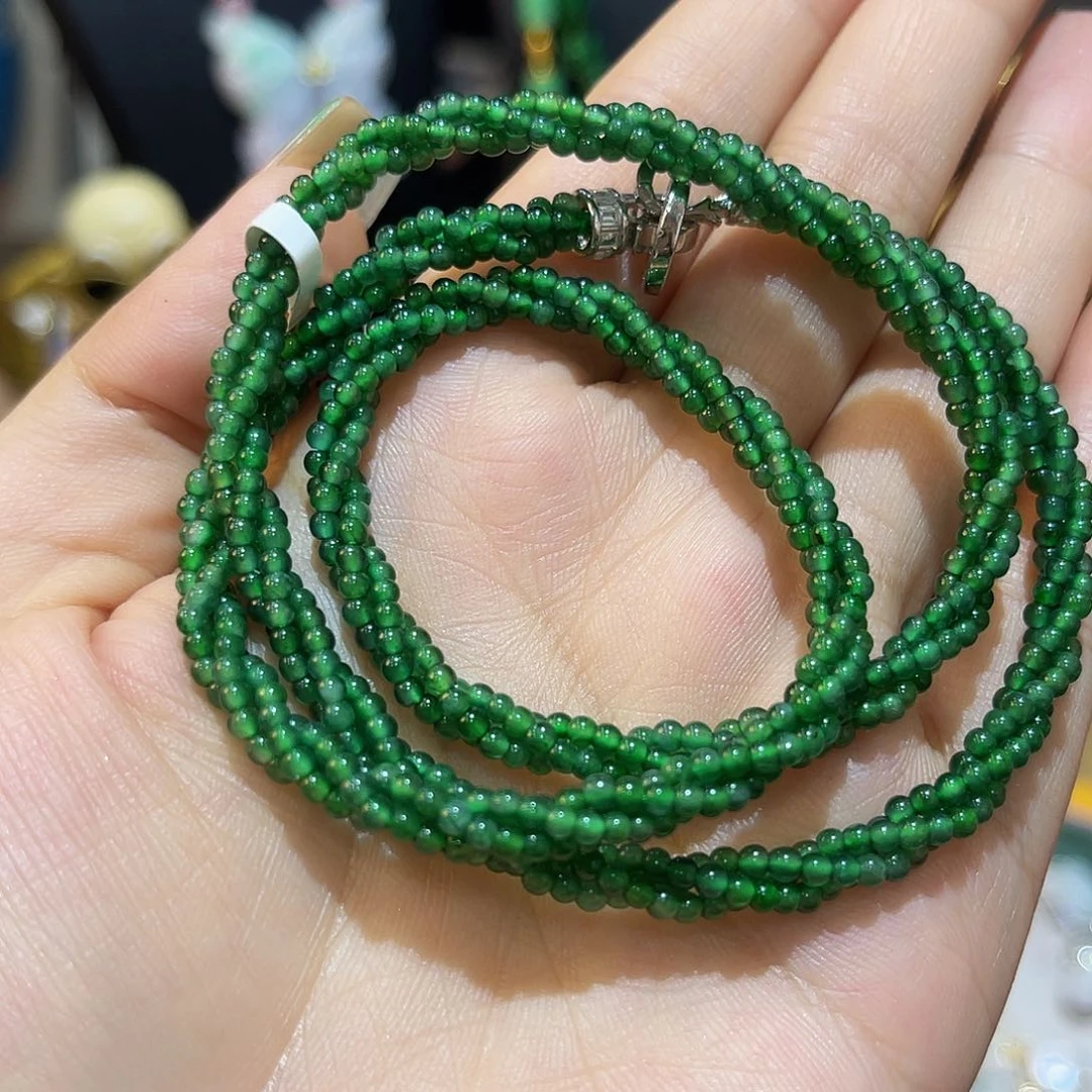 翡翠未镶嵌项链麻花