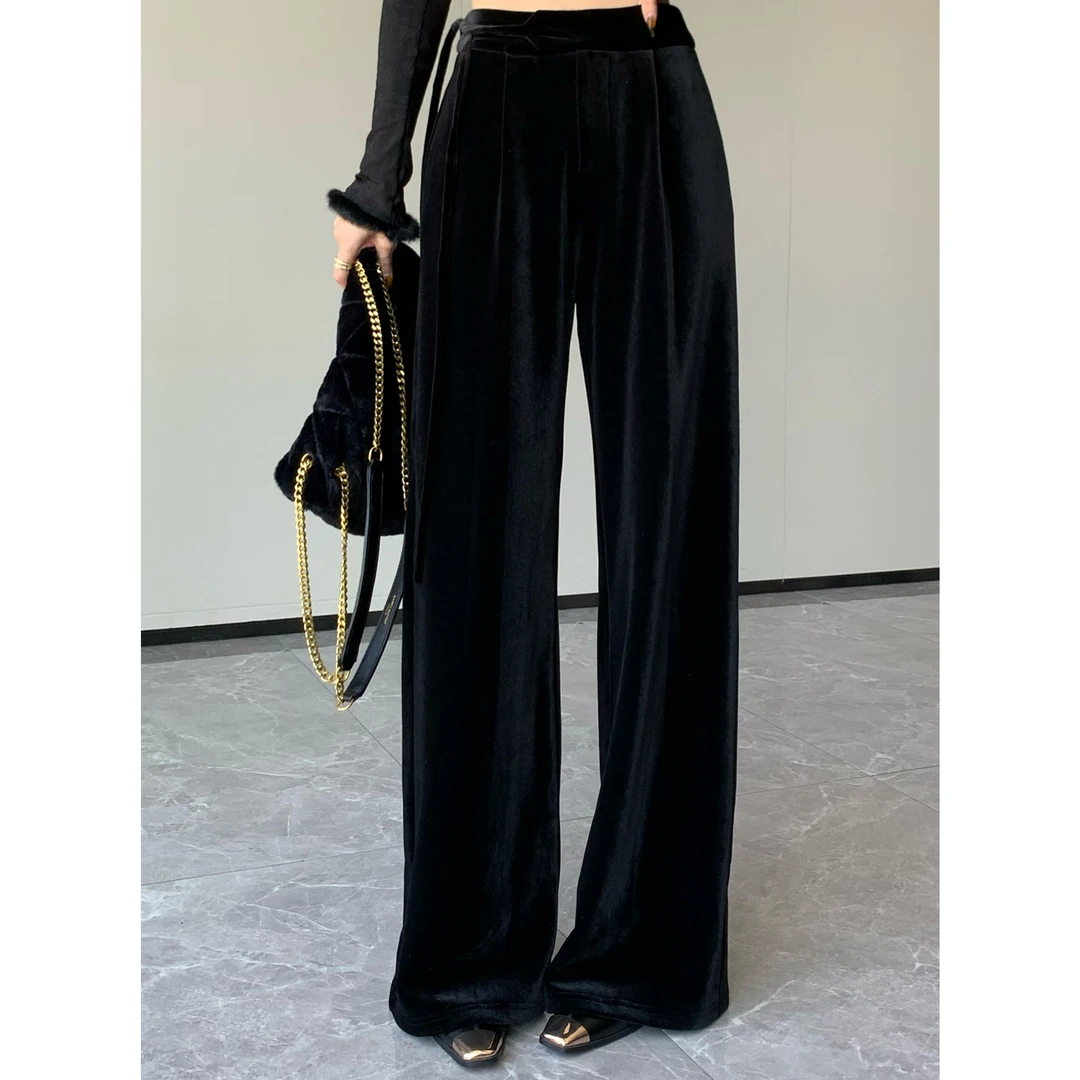 JIJINQI高腰时尚百搭女秋冬加绒休闲裤垂感宽松阔腿裤JC11KZPT666