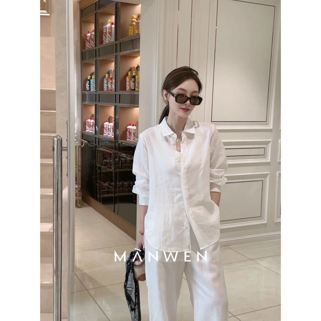 【曼文kiki】“心头爱”松弛浪漫主义亚麻衬衫  25S408