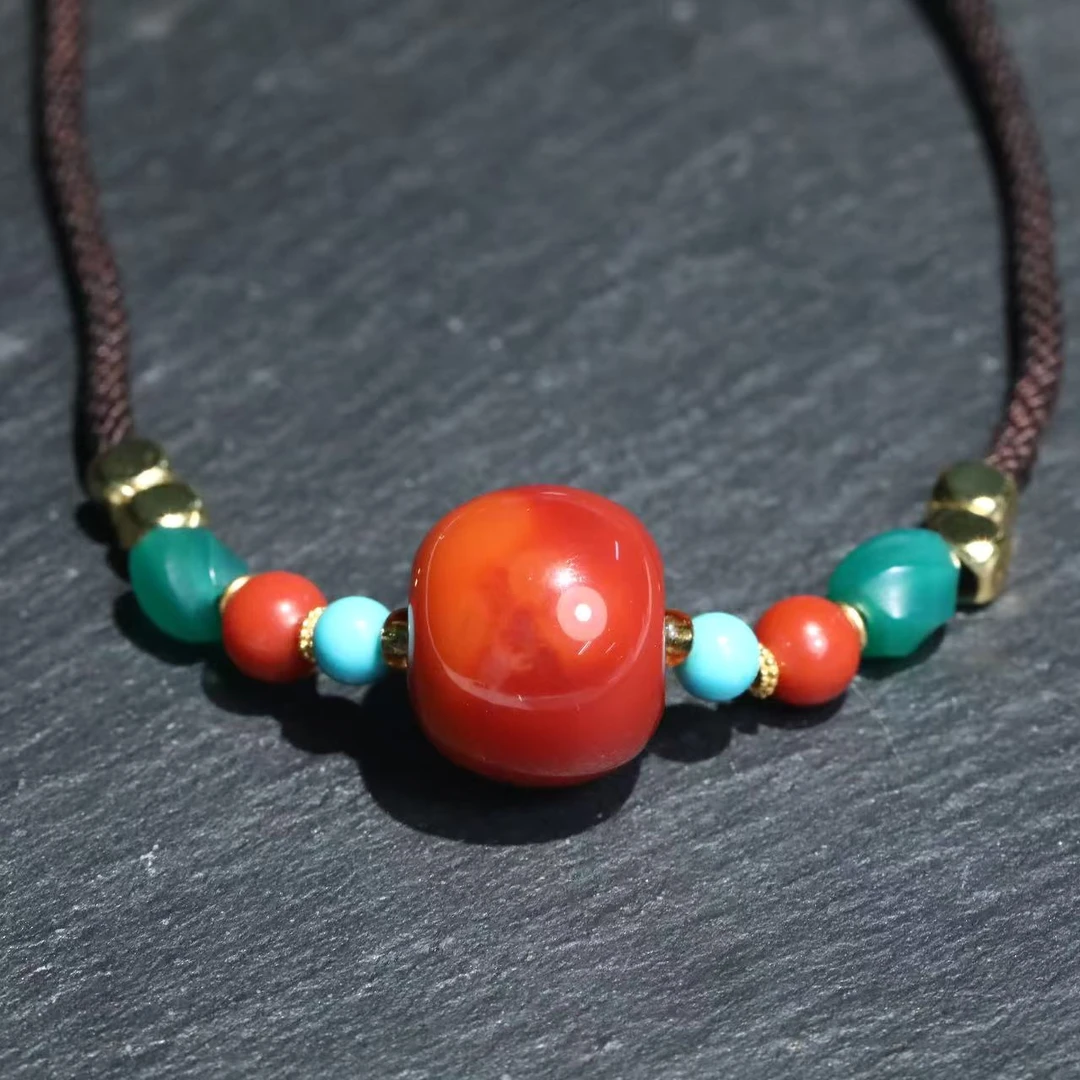 匡氏文玩 南红锁骨项链15mm+ BYL-XG33（多样性发货）