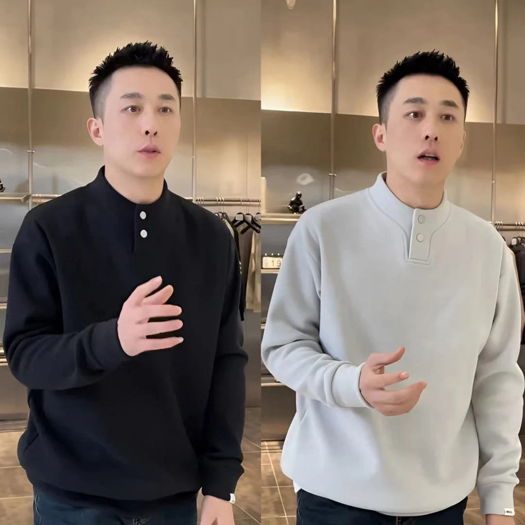 【冬季加绒加厚云朵绒简约纯色卫衣】时尚潮流舒适纯色卫衣