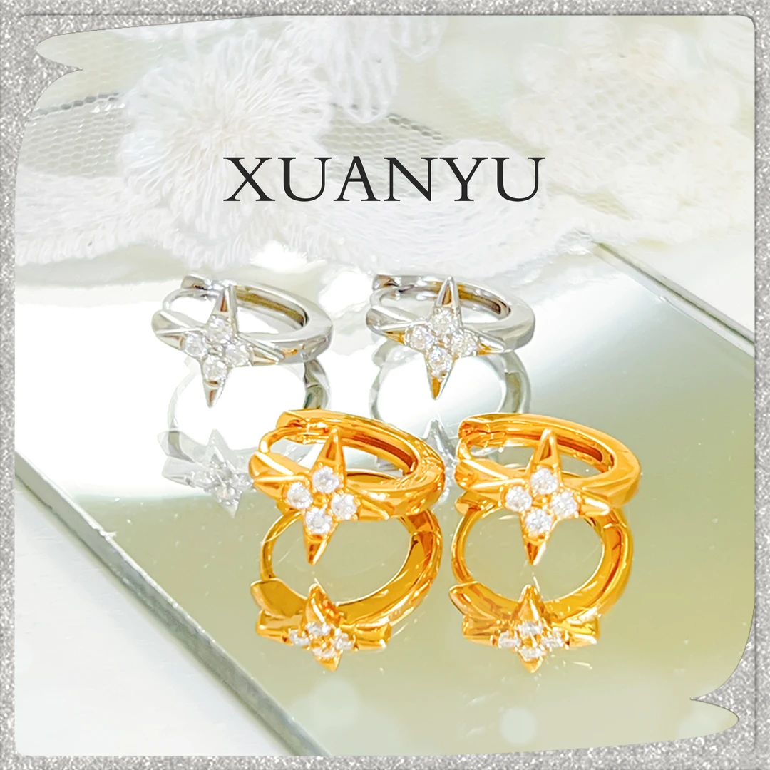 925银莫桑石耳饰 芒星耳扣 气质轻奢简约百搭时尚个性 XY-ES008