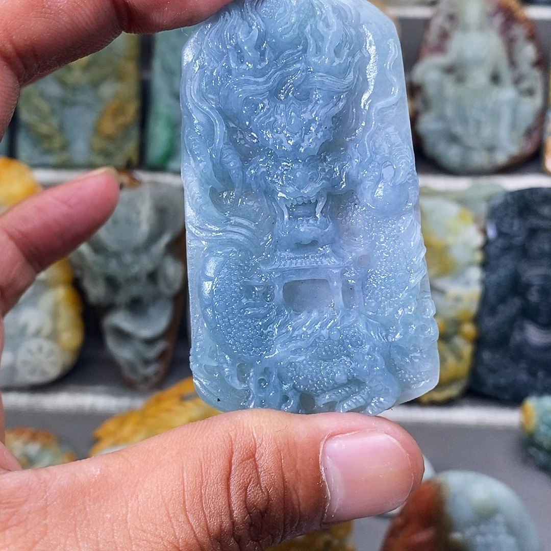 定制翡翠未镶嵌龙牌抖音基地质检发货买断抛光3天