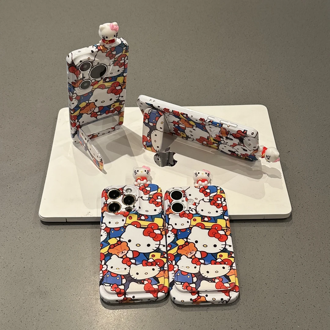 欧克里里叠叠KT猫公仔镜面支架适用苹果16手机壳华为vivo小米oppo