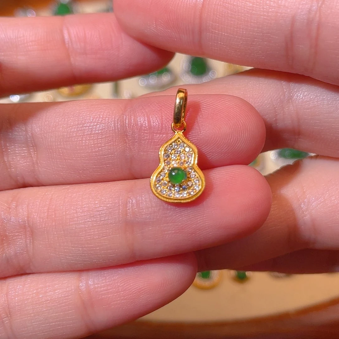 吊坠(不含链)银S925镶嵌翡翠