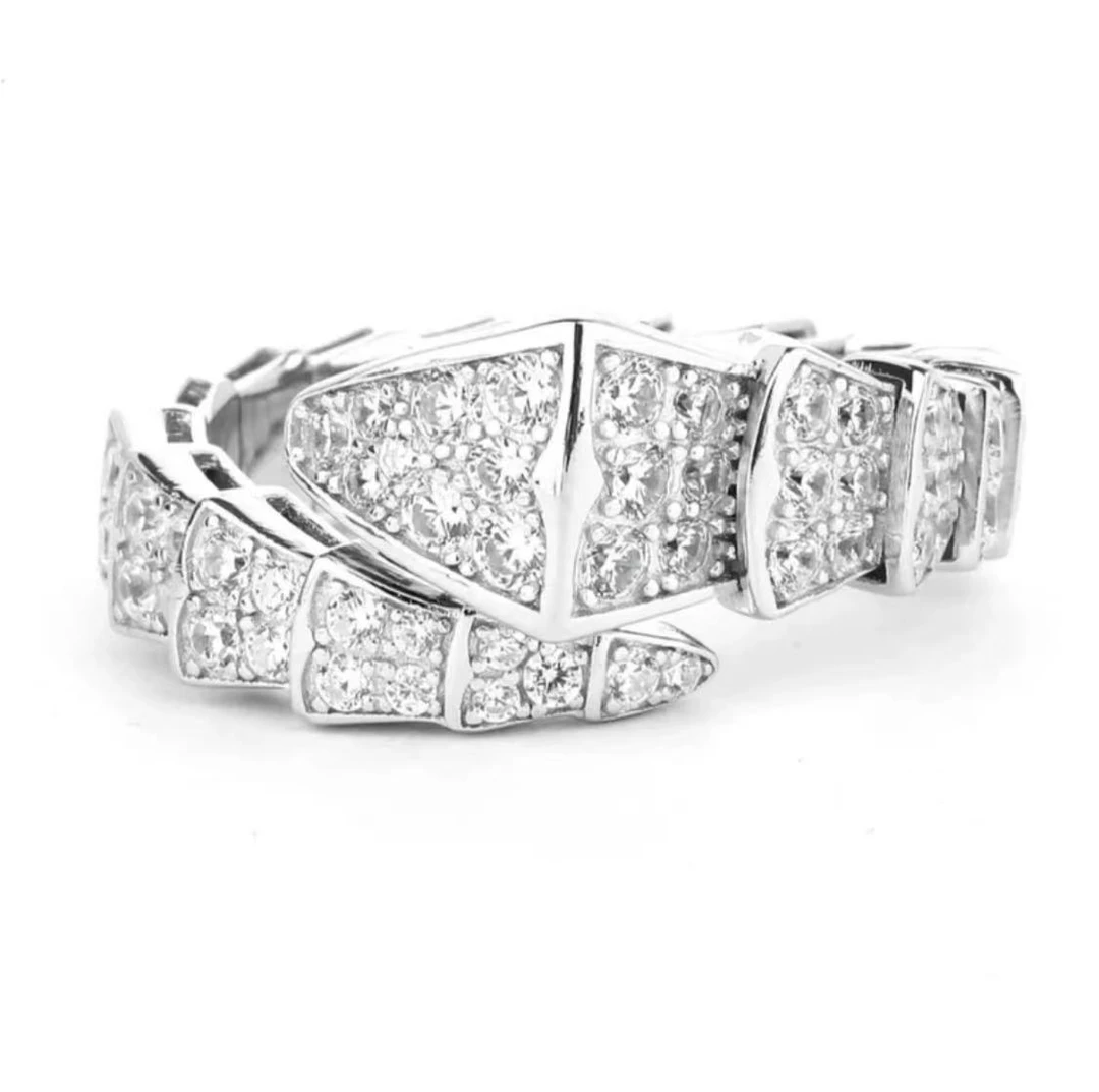 J宽窄版蛇戒满钻开口丝巾