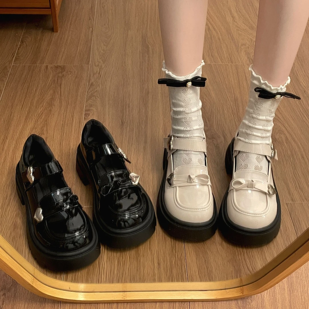 黑色甜酷厚底小皮鞋女2026春季新款百搭日系学院风复古玛丽珍单鞋