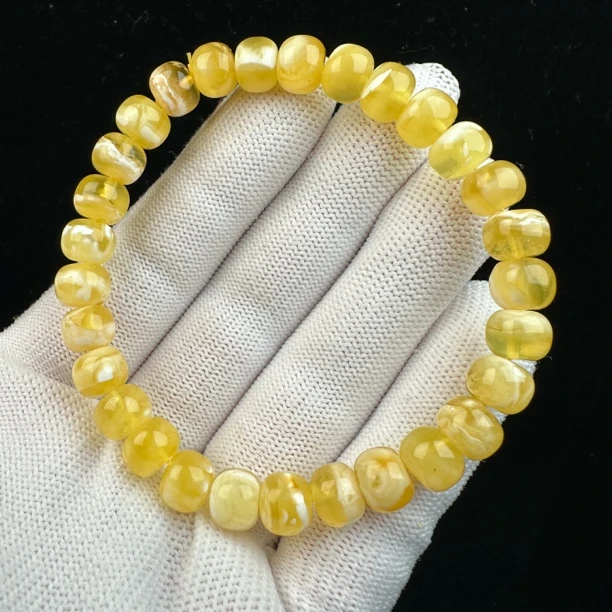 Y4693 天然原矿蜜蜡手串8+mm 8.2g抖音基地质检发货