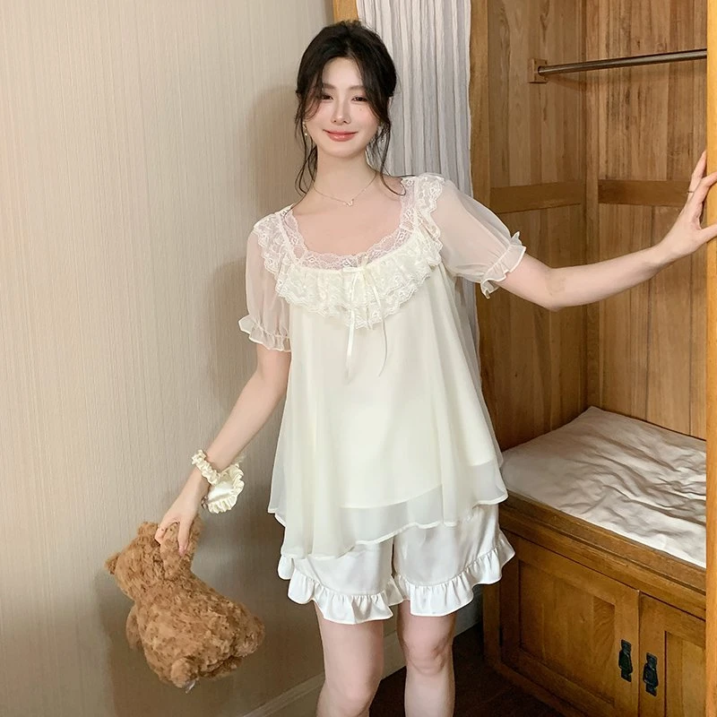 查理夫人【柠初】设计感丝滑睡衣长袖女士家居服宽松套装睡衣